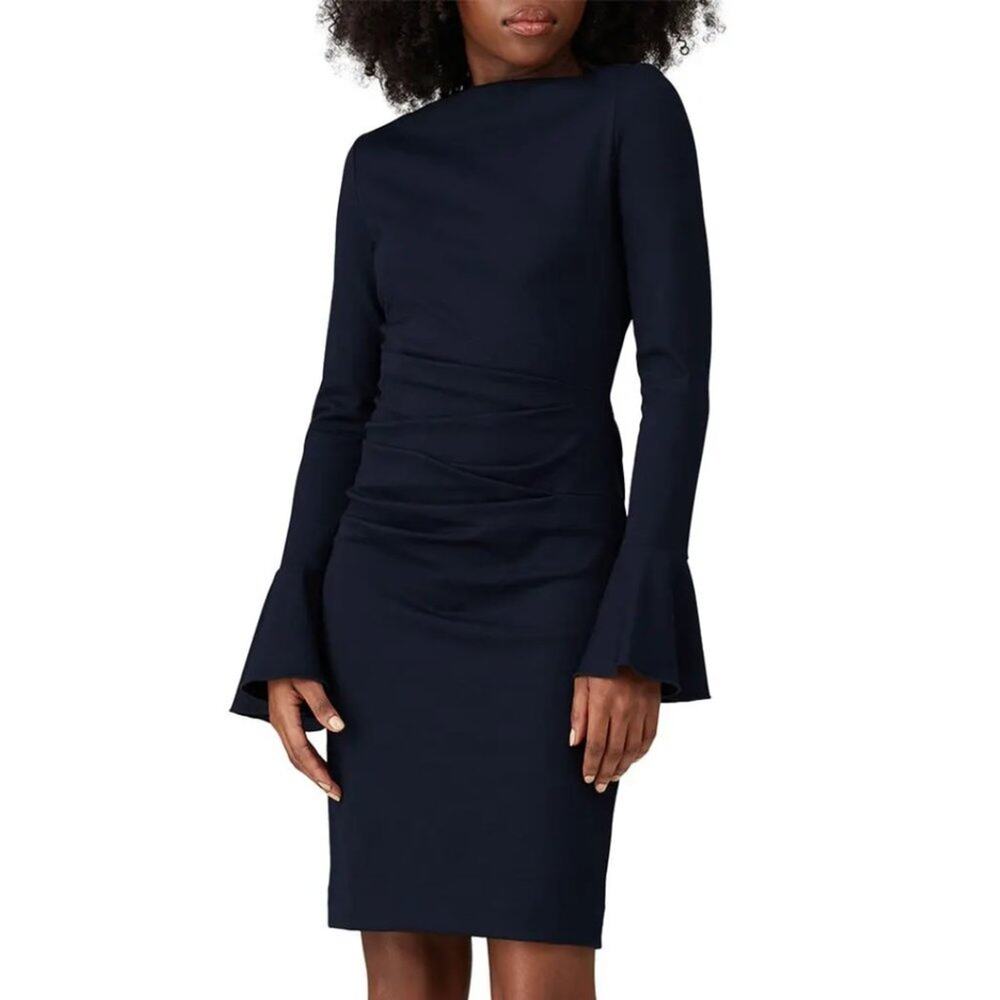 Nicole Miller Navy Flounce Sleeve Dress Size Small 4 (US)